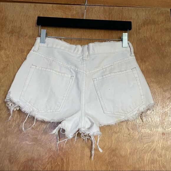 Free People White Distressed Boho Lace Jean Shorts - Picture 12 of 13